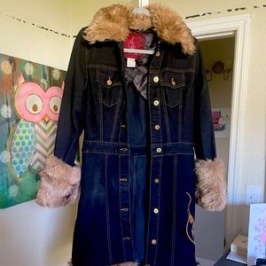 Baby Phat Faux Fur Trench Jean Jacket